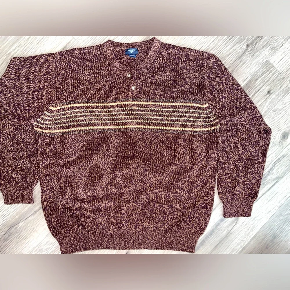 Vintage Dockers Brown 2‎ button Crewneck Sweater Size XLT
